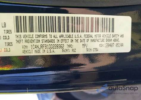 2013 Jeep Patriot Latitude from USA, damaged, VIN 1C4NJRFB1DD228362